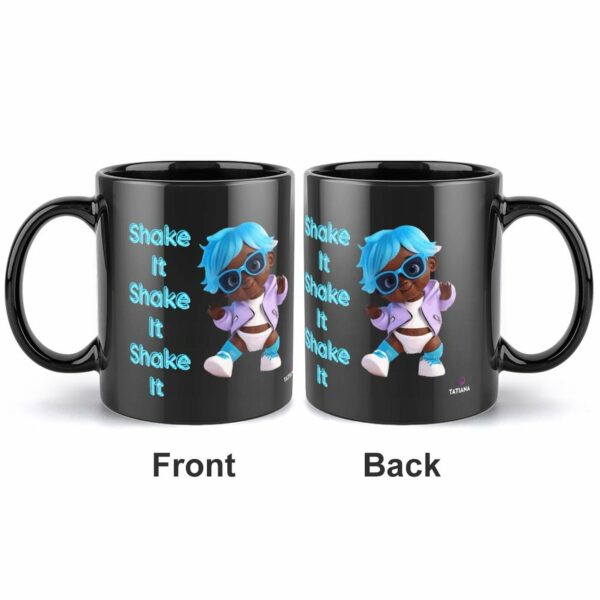 shake it coffee mug front and back view